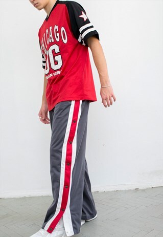 VINTAGE POPPER TRACK BOTTOMS ATHLETIC ELASTIC WAIST PANTS
