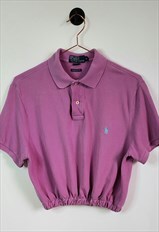 Reworked Crop Ralph Lauren Polo Shirt Size 10-12 