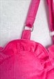 PINK CORDUROY HEART TOTE BAG