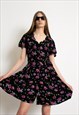 VINTAGE 90S FLORAL JUMPSUIT BLACK