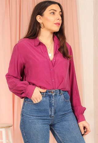 VINTAGE 70S BLOUSE IN PINK SILK