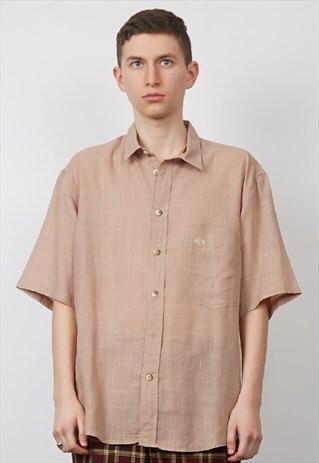 VINTAGE 90'S YSL DUSKY PINK LINEN SHIRT