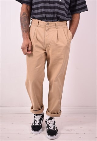 DOCKERS MENS VINTAGE JEANS W34 L30 BEIGE 90S