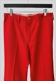 70'S VINTAGE LADIES LOW RISE RED FLARED TROUSERS 