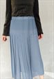 Vintage Gray Sheer Pleat Skirt, Large Size Skirt, Grey Pleat