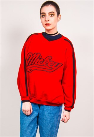 VINTAGE 90'S DISNEY MICKY RED SWEATSHIRT
