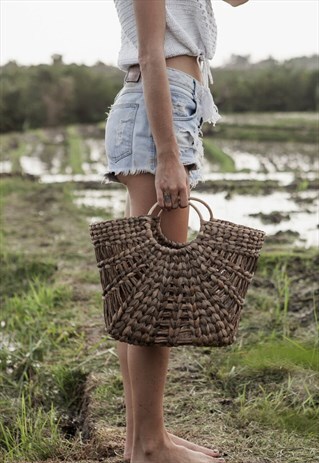 GREEK ISLAND RAFFIA BASKET