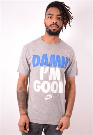 NIKE MENS VINTAGE T-SHIRT TOP LARGE GREY 90S