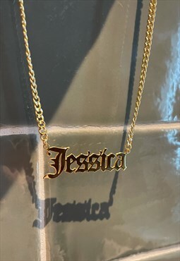 Personalised Old English Letter Name Cuban Chain Necklace 