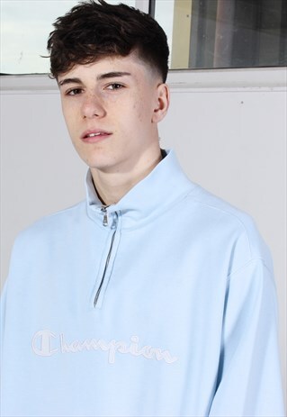 VINTAGE CHAMPION BABY BLUE AND WHITE SWEATSHIRT