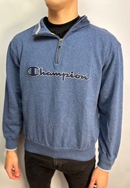 Vintage Champion 1/4 zip in blue.