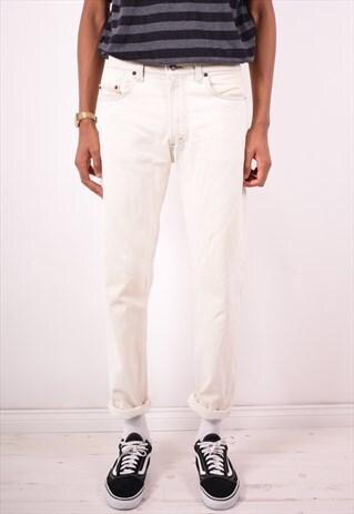 LEVI'S 505 MENS VINTAGE JEANS W34 L32 BEIGE 90S