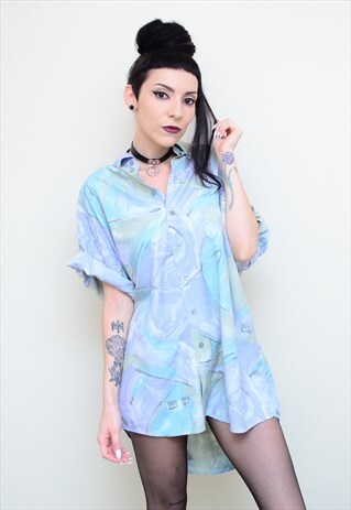 VINTAGE 90'S RETRO PASTEL PATTERNED OVERSIZED SHIRT
