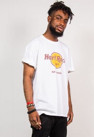 VINTAGE 90'S WHITE CLASSIC HARD ROCK CAFE NEW YORK T-SHIRT
