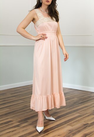 VINTAGE SATIN SLIP DRESS IN PINK