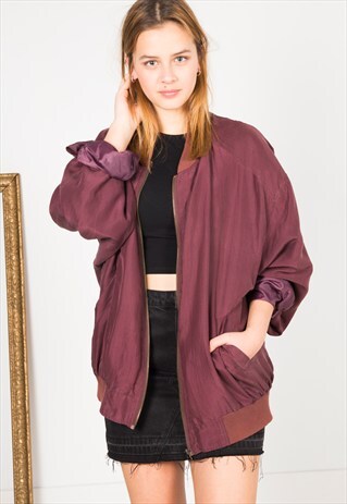 VINTAGE 80'S SILK BOMBER JACKET / S0037