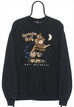 Vintage 90s Halloween Graphic Black Sweatshirt Womens