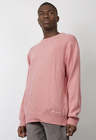 VINTAGE 80'S WRANGLER LOGO PINK KNIT JUMPER
