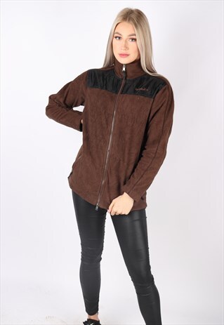 VINTAGE TIMBERLAND FLEECE JUMPER JACKET SMALL BROWN 8 10 90S