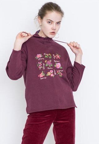VINTAGE MAROON FLORAL RETRO JUMPER