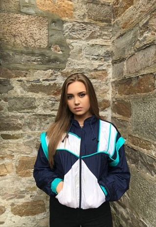 VINTAGE UNISEX RETRO FESTIVAL WINDBREAKER WAVY SHELL JACKET