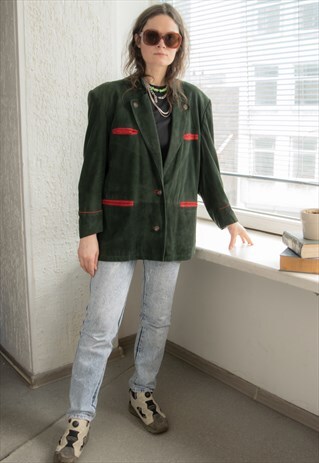 VINTAGE 80'S GREEN SOFT SUEDE AUSTRIAN JACKET