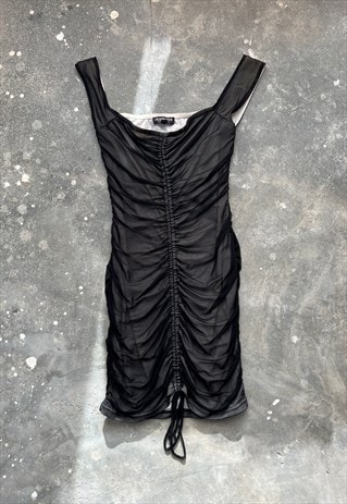 VINTAGE Y2K MESH RUCHED DRESS