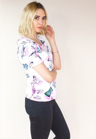 VINTAGE BARBIE V NECK T-SHIRT