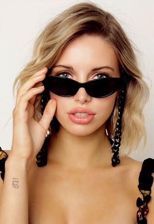 BLACK SLIM CAT EYE SUNGLASSES