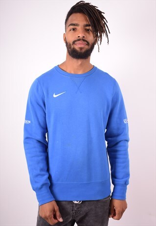 NIKE MENS VINTAGE SWEATSHIRT JUMPER SMALL BLUE 90S