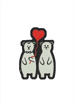 Embroidered Lover Polar Bears iron on patch / sew on