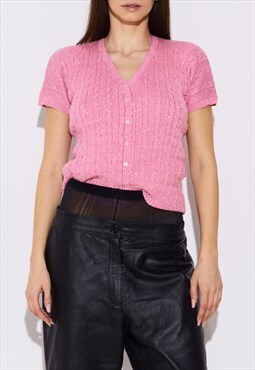 Vintage Pink Knit Cardigan Top