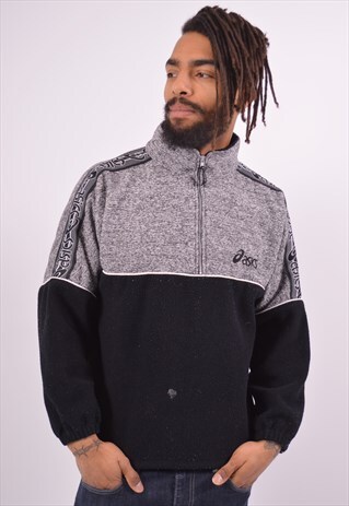 VINTAGE ASICS FLEECE JUMPER BLACK