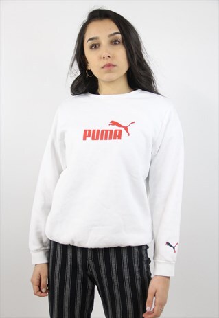 VINTAGE PUMA WHITE PRINT SWEATSHIRT