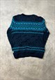 VINTAGE ABSTRACT KNITTED JUMPER PATTERNED GRANDAD SWEATER