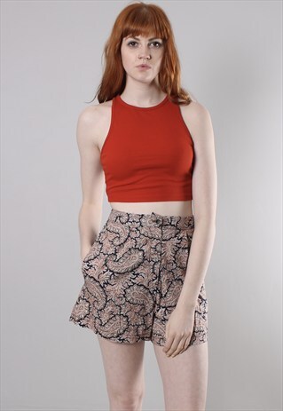 VINTAGE 90S PAISLEY PATTERNED HIGH WAISTED SHORTS