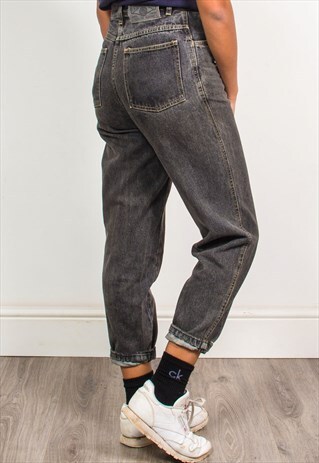 VINTAGE 90'S DARK GREY HIGH WAIST MOM JEANS