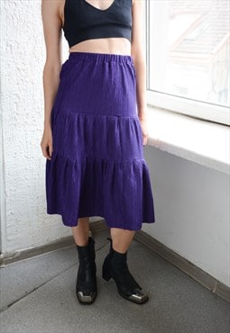 Vintage Purple Midi Stretchy Skirt