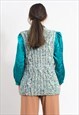 VINTAGE SWEATER VEST IN MELANGE GREEN RETRO