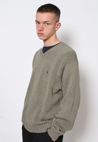VINTAGE RALPH LAUREN KHAKI KNITTED JUMPER