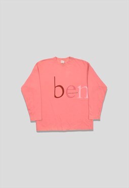 Vintage 90s Benetton Embroidered Logo Sweatshirt in Pink