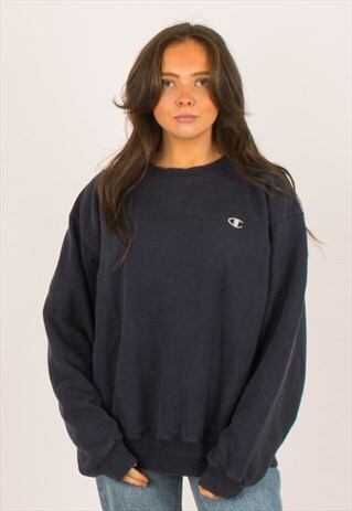 VINTAGE BLUE CHAMPION LOGO CREWNECK SWEATSHIRT LARGE