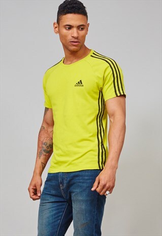 VINTAGE 90S NEON YELLOW ADIDAS T-SHIRT