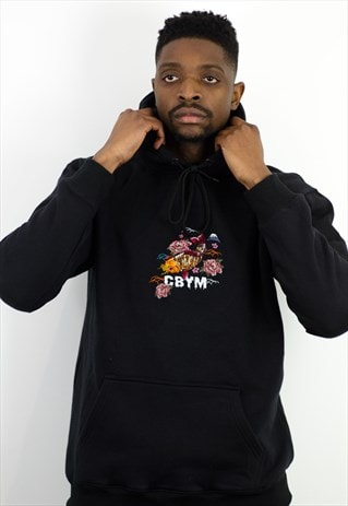 KOI FISH EMBROIDERED BLACK HOODIE