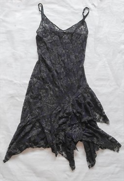 vintage y2k black glittery lace dress