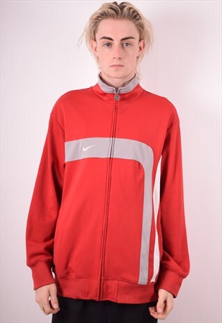 NIKE MENS VINTAGE TRACKSUIT TOP JACKET MEDIUM RED 90S