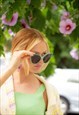 GREEN EXAGGERATED FRONT LENS CAT EYE SUNGLASSES