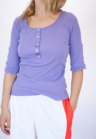 90'S VINTAGE LILAC 3/4 SLEEVE TOP