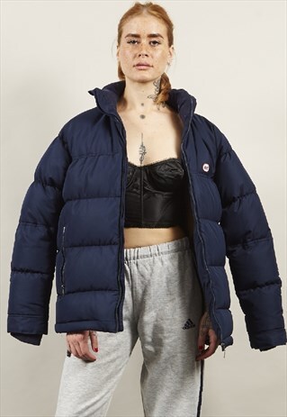 VINTAGE 90'S NIKE LOGO OVERSIZED NAVY PUFFER JACKET