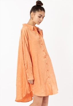 Oversized long shirt dress in textured jacquard design fabri